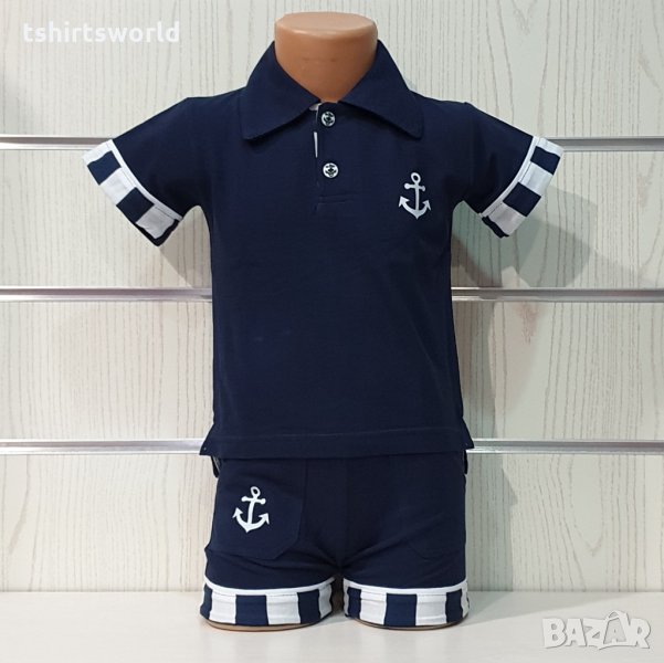 Ново детско моряшко комплектче тип Lacoste с яка, 5-6 години, снимка 1