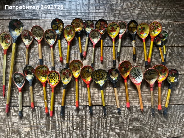 Руски лъжици дървени ръчно рисувани, снимка 1