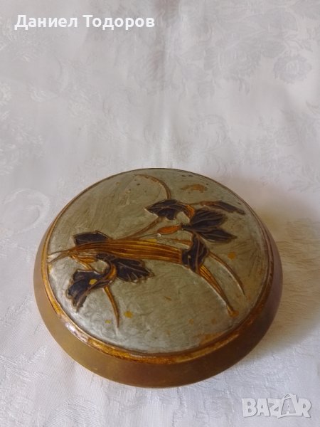 Стара Бронзова Рисувана Кутия за Бижута, снимка 1