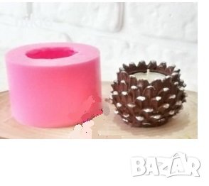 шишарка кашпа ваза саксия свещник силиконов молд форма смола гипс шоколад свещ декор кашпа, снимка 1