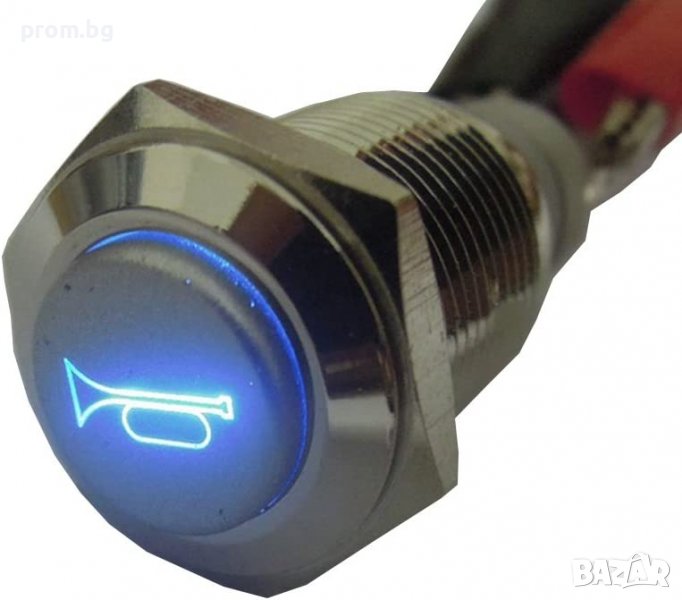 метален бутон за клаксон 12/24V, с подсветка, Германия, снимка 1