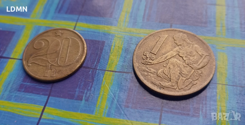 1 Коруна и 20 Халера 1980 Чехословакия, снимка 1