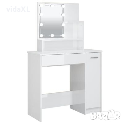 vidaXL Тоалетка с LED, бял гланц, 86,5x35x136 см(SKU:808816, снимка 1