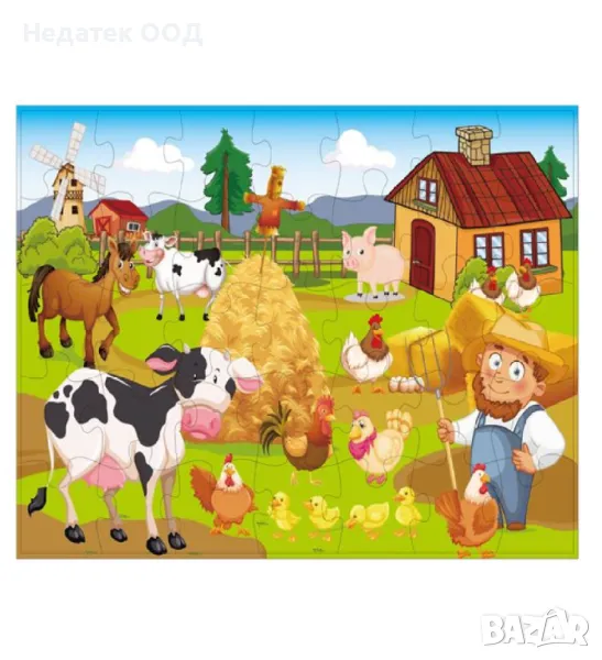 Пъзел, селскостопански животни, ферма, 35 части, снимка 1