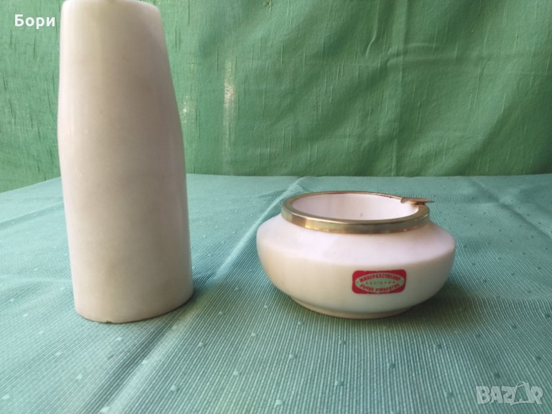 Мраморен пепелник и ваза от старото време нови, снимка 1