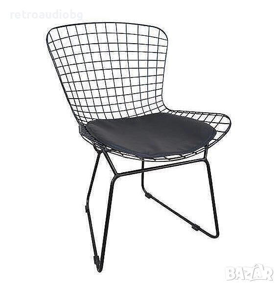 Метален градински стол Саксон черен с възглавничка, снимка 1