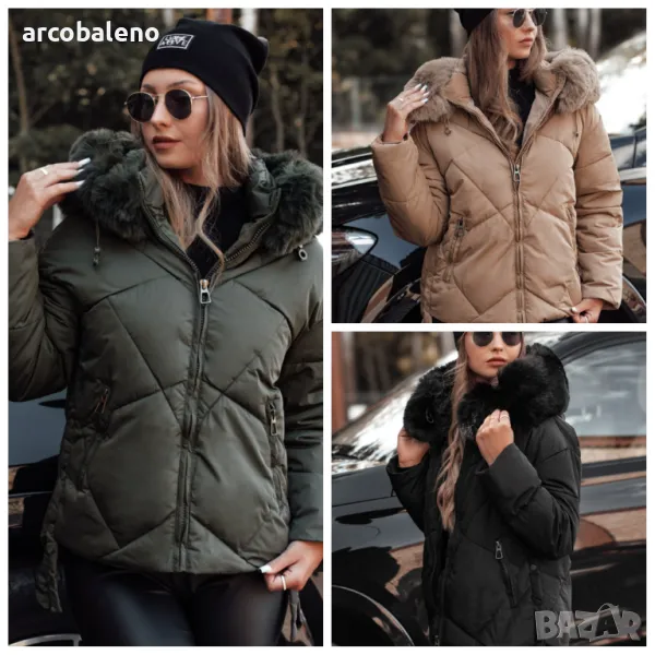 Дамско зимно ватирано яке с качулка MODIVA, 3цвята , снимка 1