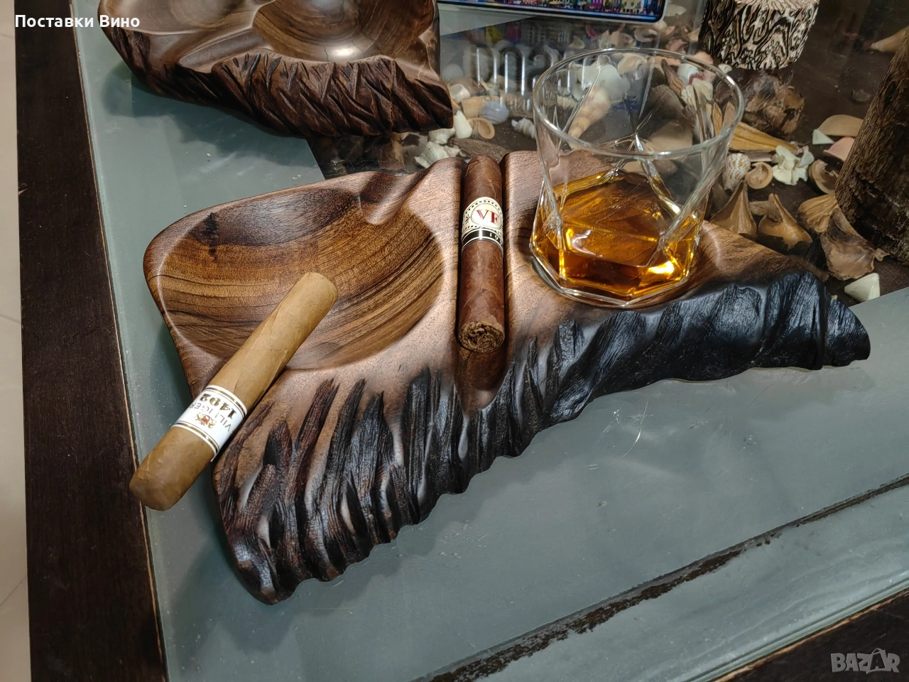 Пепелник за пури с място за чаши, снимка 1