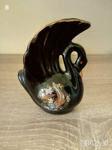 Керамична декоративна малка ваза лебед, снимка 1