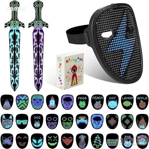 Хелоуин LED маска за лице с мечове за костюм, снимка 1