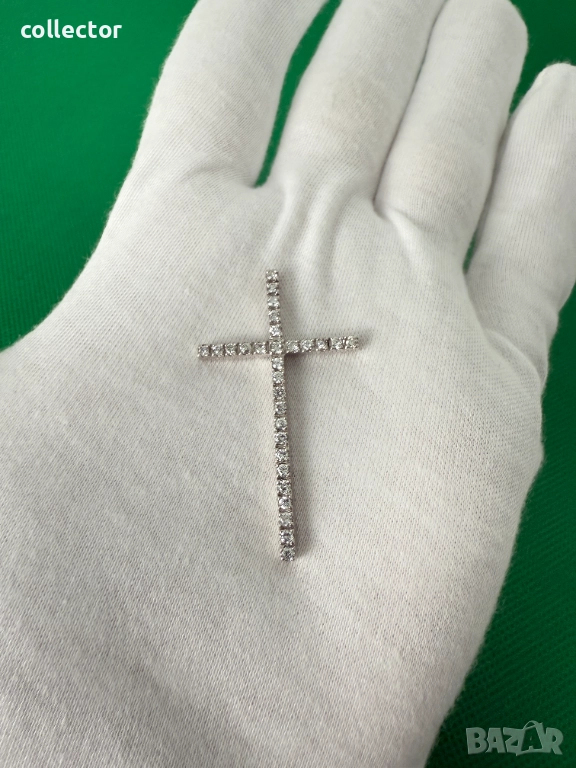Сребърно кръстче с циркони. №7632, снимка 1