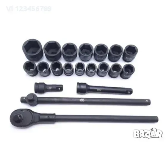 Комплект ударни вложки 3/4 с тресчотка - гедоре kraft royal, снимка 1