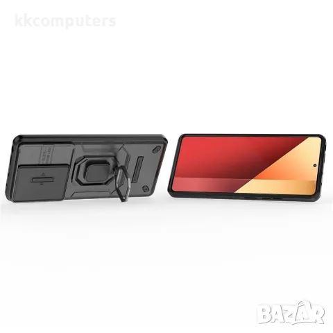 За Xiaomi Redmi Note 14S 4G Удароустойчив PC TPU Калъф с Въртяща Стойка, Капаче за Камерата и Скрийн, снимка 6 - Калъфи, кейсове - 56164672