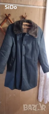 HOBA Синя шуба с кожа отвътре размер 52, снимка 16 - Други - 49893318