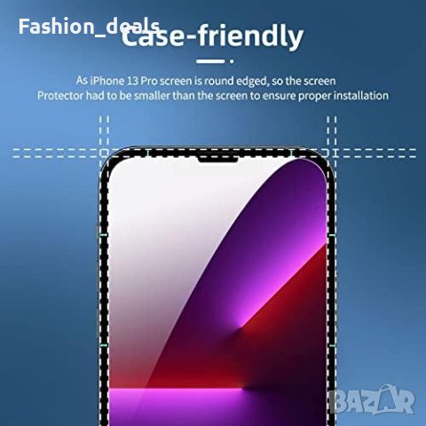 Нови 2 броя стъклен протектор за екран за iPhone 13 Pro + 2 протектора за обектив Айфон, снимка 2 - Аксесоари за Apple - 41950796