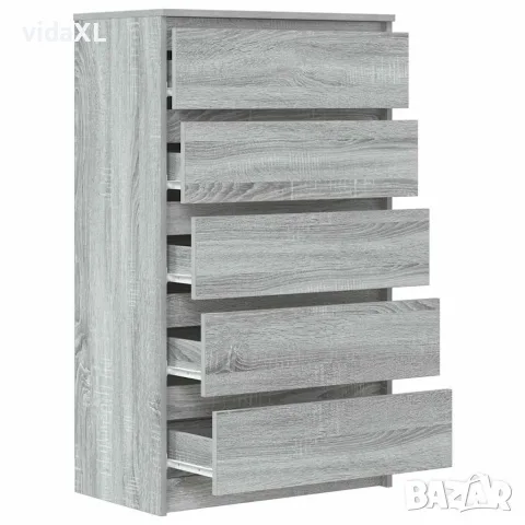 vidaXL Скрин с чекмеджета, сив сонома, 60x36x103 см, инженерно дърво, снимка 7 - Бюфети - 56147989