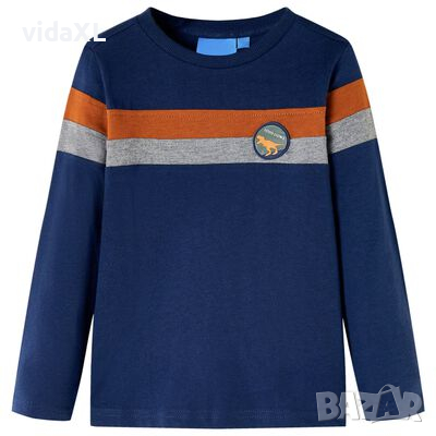 Детска тениска с дълъг ръкав, нейви синьо, 140（SKU:12853, снимка 1 - Детски тениски и потници - 44815959