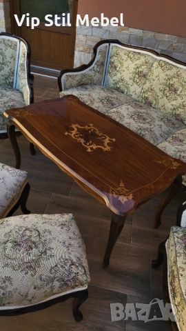 Френска холна гарнитура с гобленова дамаска , снимка 13 - Дивани и мека мебел - 52790049