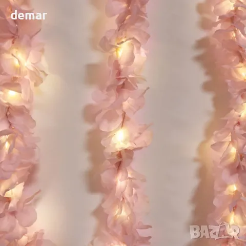 GUOCHENG Cherry Blossom Curtain Lights, 10 х 1 м висящи гирлянди, дистанционно, USB, розови, снимка 2 - Декорация за дома - 48442750