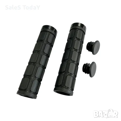 Ръкохватки за колело с тапи, дръжки за кормило, 2бр., 13,2см., черен