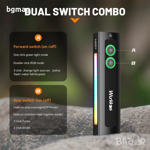 Wurkkos HD01 LED фенер, 1200 лумена,IP65,с RGB ефекти, снимка 2 - Къмпинг осветление - 52105721