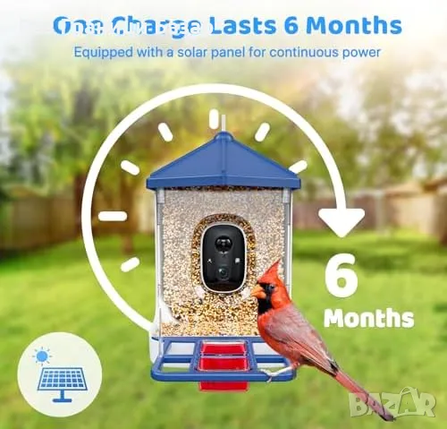 Нова Смарт хранилка за птици с камера 2K HD и соларно захранване за двор, снимка 6 - Други - 48157825