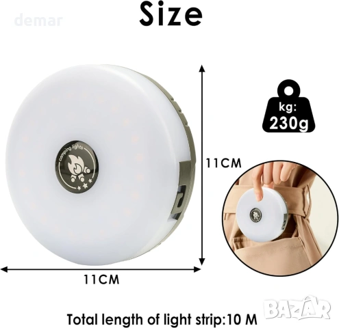 LED къмпинг гирлянди 10 м, 3 в 1, водоустойчиви, 8 режима, топло бяло, снимка 7 - Лед осветление - 53777720