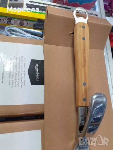 Amazon Basics 2 в 1 шпатула и щипка за барбекю с бамбукова дръжка, снимка 8 - Прибори за хранене, готвене и сервиране - 39302922