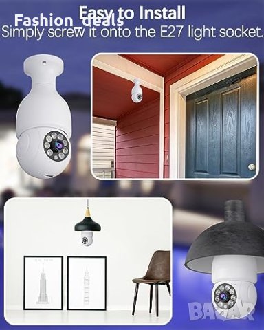 Нова Безжична - 4MP камера в крушка, 2.5K CCTV Сигурност Дом Охрана Наблюдение, снимка 4 - Камери - 42385827