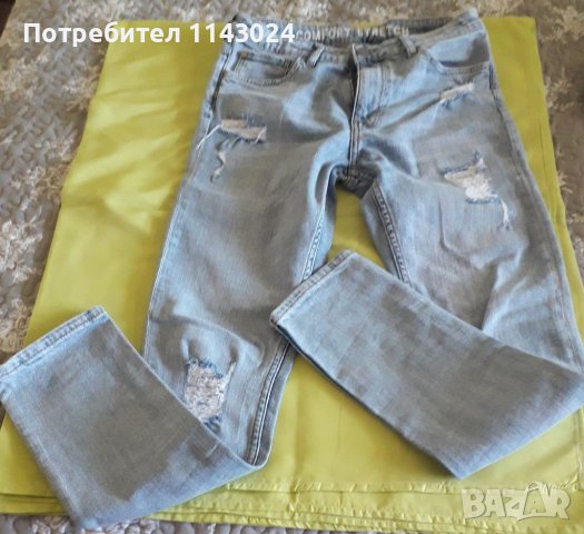 Дънки denim  със скъс. елементи и тънка лавина риза , снимка 4 - Детски панталони и дънки - 41804367