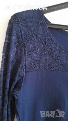 ПОСЛЕДЕН БРОЙ! луксозно тъмно синьо боди с нежна дантела, снимка 1 - Блузи с дълъг ръкав и пуловери - 42062202