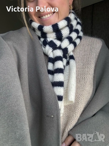 Красив нов шал в лилаво и бяло унисекс, снимка 9 - Шалове - 53335217