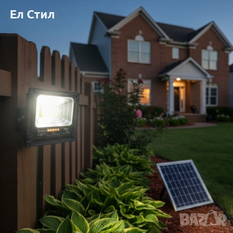 Соларен прожектор Jortan IP 66, дистанционно управление, индикатор за батерията, снимка 2 - Прожектори - 53565339