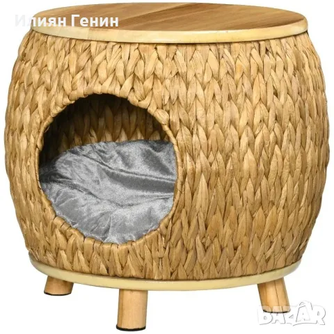 Котешка пещера Pawhut, изработена от воден зюмбюл, снимка 5 - За котки - 55946316