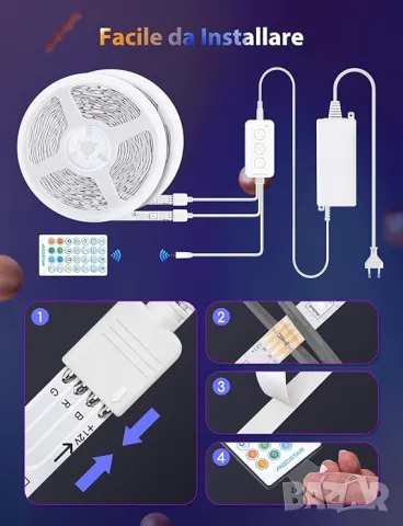 Интелигентна LED лента Aigostar 5 метра, снимка 3 - Лед осветление - 47548686