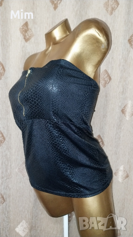  Черен еластичен корсет / топ/ змийски принт , снимка 5 - Корсети, бюстиета, топове - 44664512