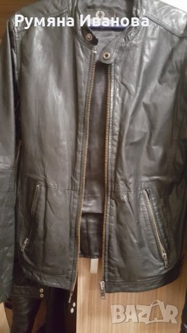 Черно кожено яке, снимка 5 - Якета - 38877497