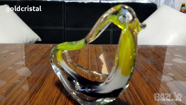 стъклена фигура птица ръчна изработка , снимка 3 - Антикварни и старинни предмети - 50499908