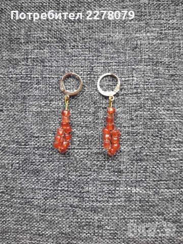 Нежни обеци от мъниста кехлибар - ръчна изработка