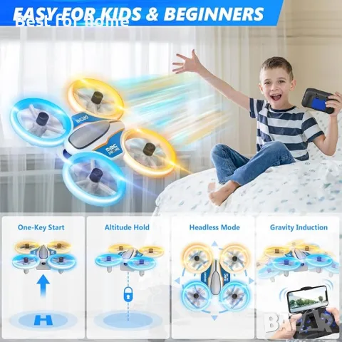 AVIALOGIC Мини дрон със 720P HD камера RC квадрокоптер с LED светлина, Headless режим, 3D обръщания , снимка 4 - Дронове и аксесоари - 56164221