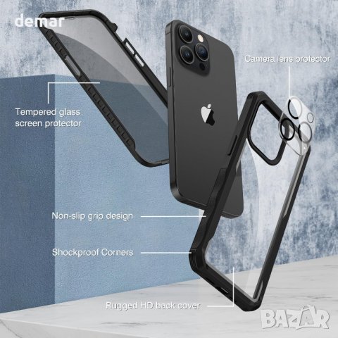 CENHUFO Съвместим с калъф за iPhone 15 Pro Max с вграден протектор против шпиониране, черен, снимка 6 - Калъфи, кейсове - 44199478