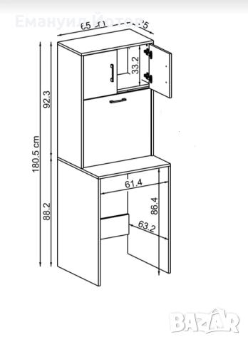 Шкаф за пералня с кош за пране , снимка 5 - Шкафове - 52392894