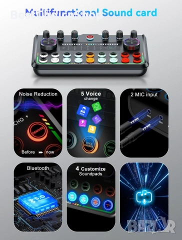 Комплект за подкаст Sinwe Студиен миксер с кондензаторен микрофон, Plug & Play, за компютър и смартф, снимка 10 - Микрофони - 53625078