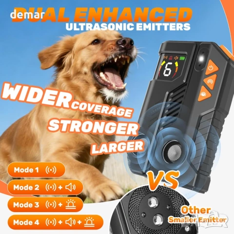 Устройство против лай за кучета с изкуствен интелект, 4 регулируеми режима, IPX6, снимка 3 - За кучета - 53784042