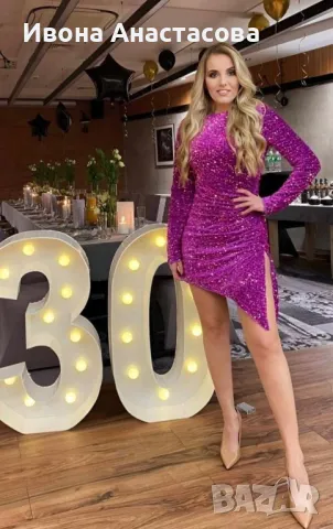 АСИМЕТРИЧНА РОКЛЯ ПАЕТИ, снимка 2 - Рокли - 47841818