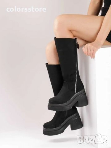 Ботуши на ток - черен велур - NA6