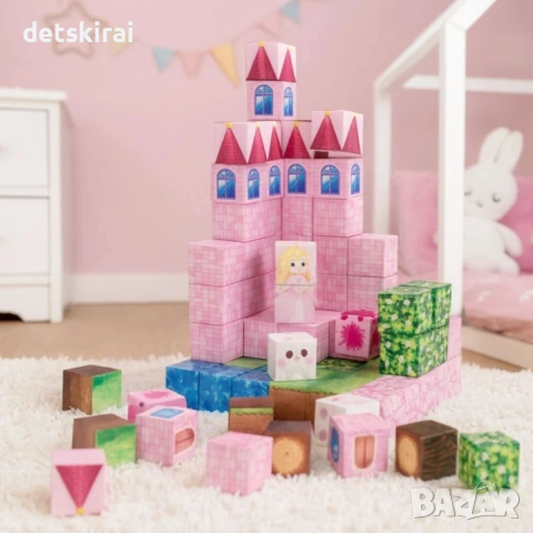 Магнитни Кубчета Розов замък с 82 части, снимка 2 - Конструктори - 53752158