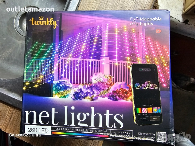 Лампички Twinkly Net, 240 RGB светодиода, 1.45x 2.4 m, прозрачен кабел, IP44, снимка 5 - Лед осветление - 52745670