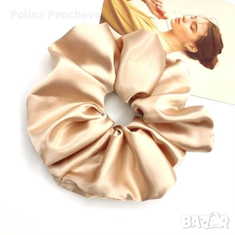 Скрънчита за коса - сатен, снимка 4 - Аксесоари за коса - 53356323