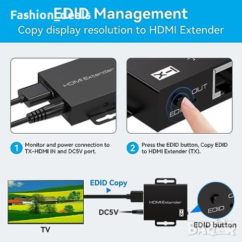 Нов HDMI удължител до 60м през Cat6/Cat7 Ethernet кабели Full HD 1080P 3D, снимка 4 - Друга електроника - 42461214